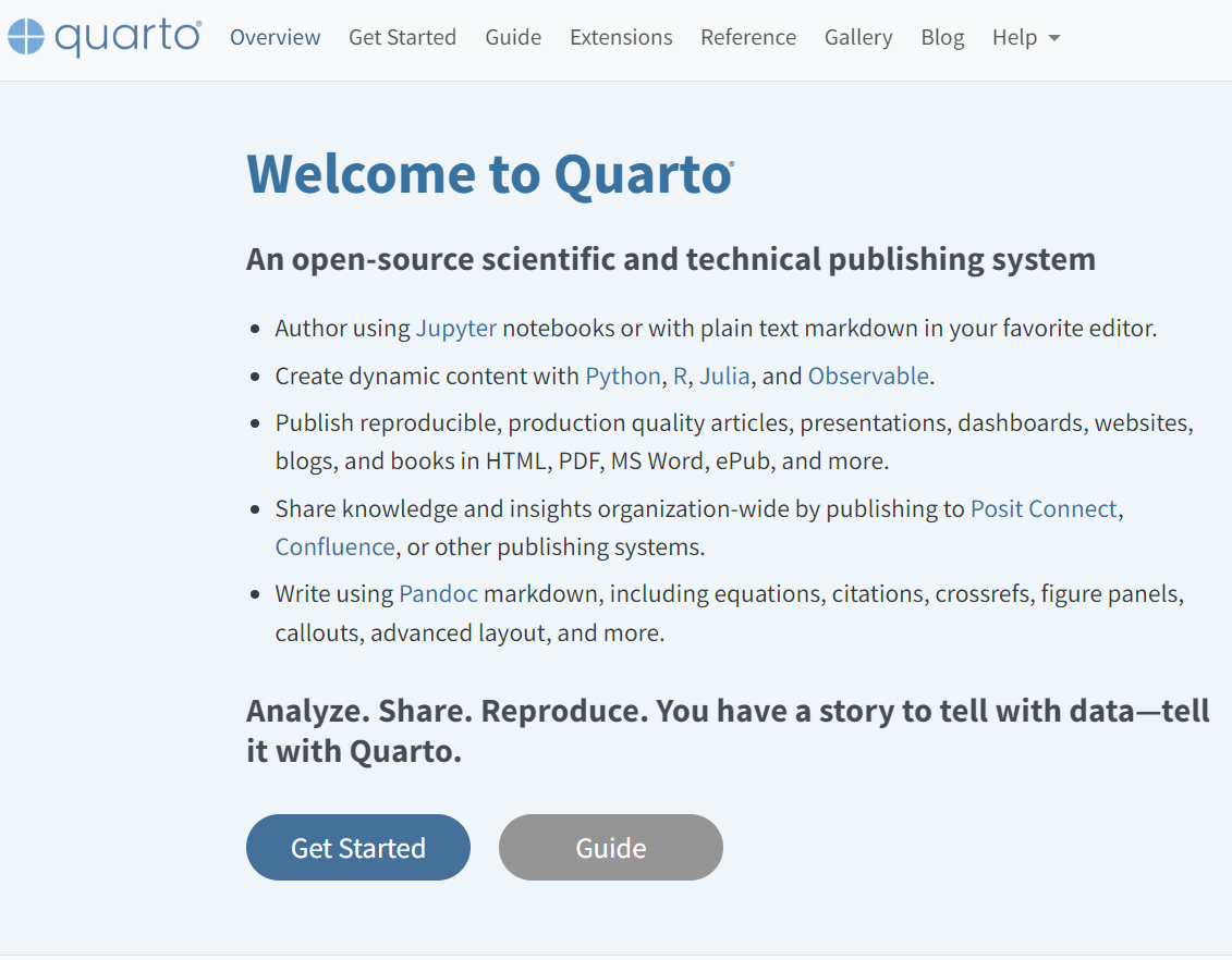 quarto website 캡쳐화면입니다..